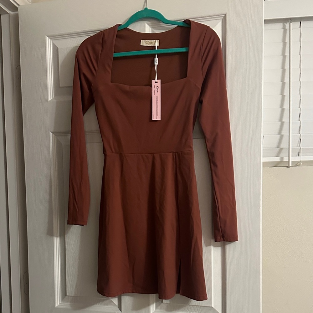 Quince Rust Long Sleeve Dress
